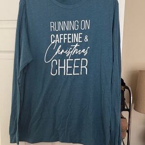 Christmas Cheer- Teal Blue Long sleeve T-shirt